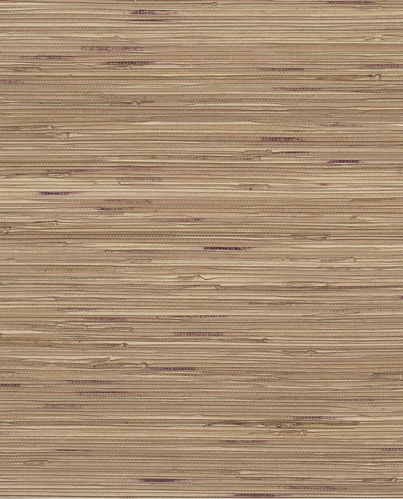 Wild Grass wallpaper by Eijffinger, grasscloth swatch in warm brown with subtle mauve flecks