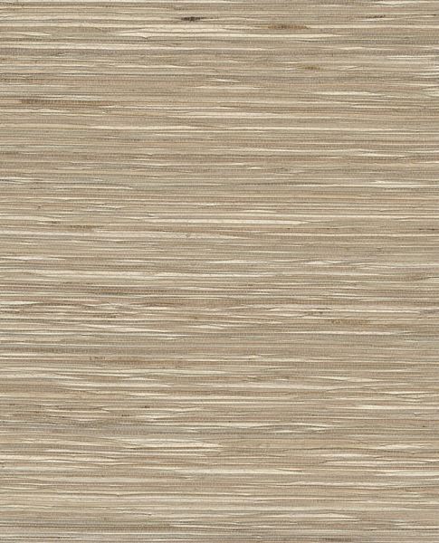 Bamboo Reed grasscloth wallpaper by Eijffinger, flat swatch in warm taupe-grey with striated bamboo reed weave