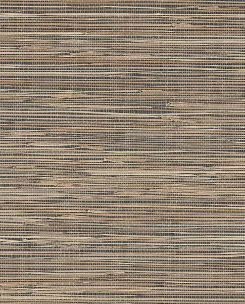 Natural Grass wallpaper by Eijffinger, grasscloth swatch in dark navy-charcoal with contrasting tan reeds