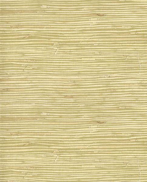 Knotted Jute grasscloth wallpaper by Eijffinger, flat swatch in pale olive with chunky knotted reed and straw flecks