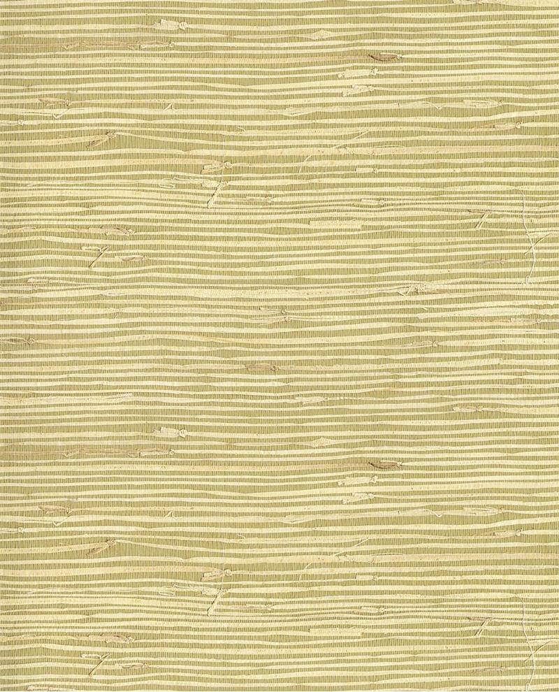 Knotted Jute grasscloth wallpaper by Eijffinger, flat swatch in pale olive with chunky knotted reed and straw flecks