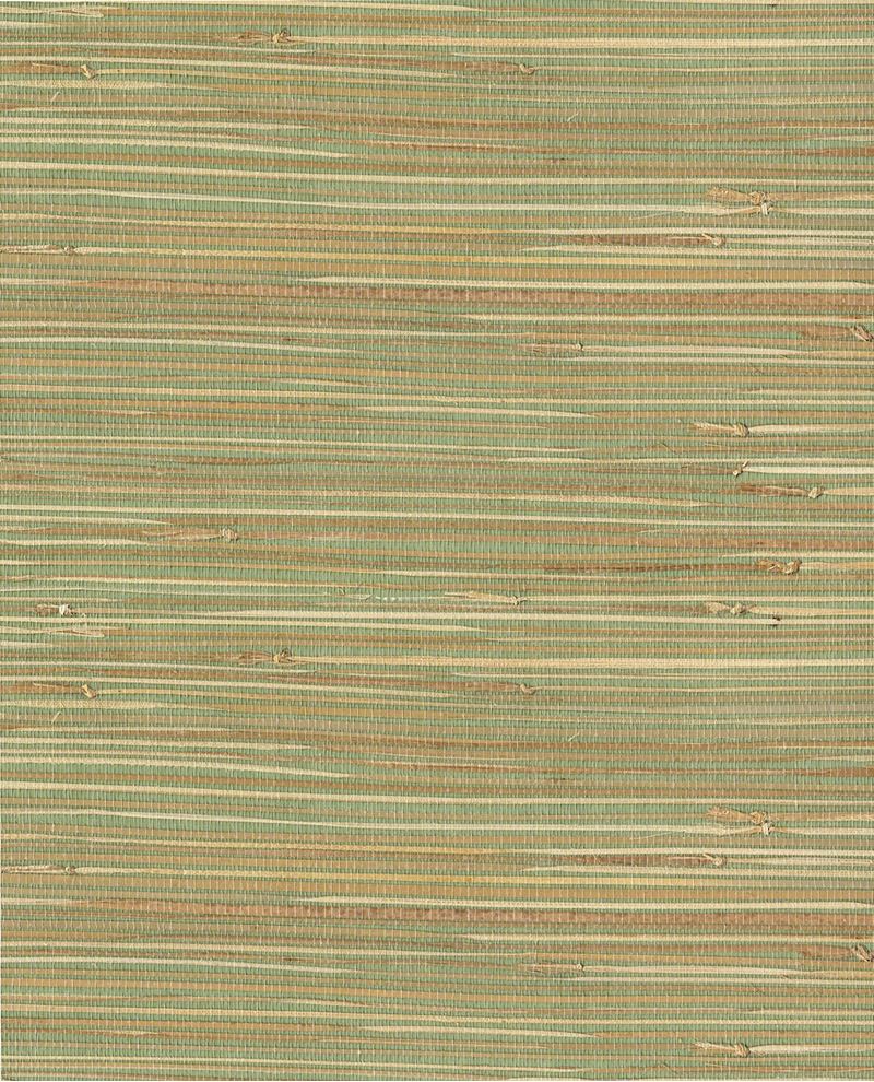 Fine Sisal wallpaper by Eijffinger, sisal weave blending sage green with coral and tan threads