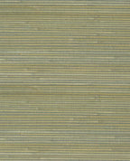 Banded Reed grasscloth wallpaper by Eijffinger, flat swatch in soft sage-green and straw banded reed weave