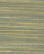 Banded Reed grasscloth wallpaper by Eijffinger, flat swatch in soft sage-green and straw banded reed weave