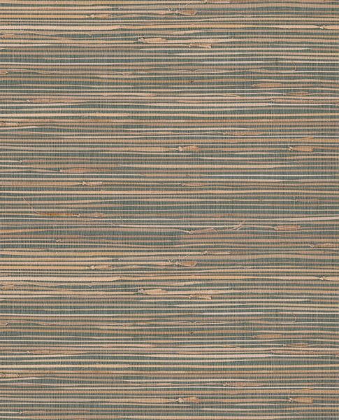 Fine Sisal wallpaper by Eijffinger, striped sisal grasscloth in teal and natural tan