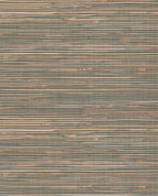 Fine Sisal wallpaper by Eijffinger, striped sisal grasscloth in teal and natural tan