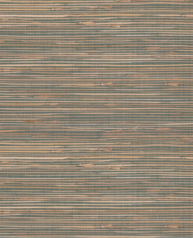 Fine Sisal wallpaper by Eijffinger, striped sisal grasscloth in teal and natural tan