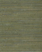 Knotted Jute grasscloth wallpaper by Eijffinger, flat swatch in mottled grey-green and gold woven jute