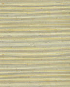 Coarse Weave grasscloth wallpaper by Eijffinger, swatch in straw-yellow and grey horizontal reed weave