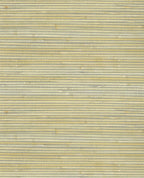 Coarse Weave grasscloth wallpaper by Eijffinger, swatch in straw-yellow and grey horizontal reed weave