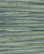 Fine Reed grasscloth wallpaper by Eijffinger, flat swatch of striped slate-blue and sage reed weave