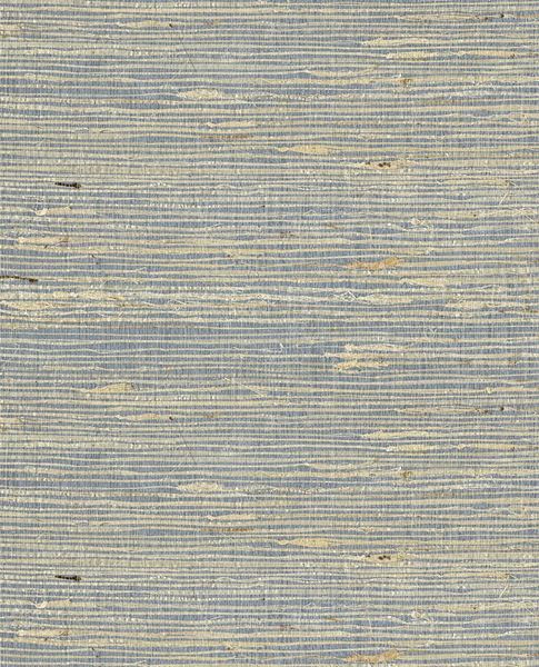 Knotted Jute grasscloth wallpaper by Eijffinger, flat swatch in chambray blue with cream knotted reed