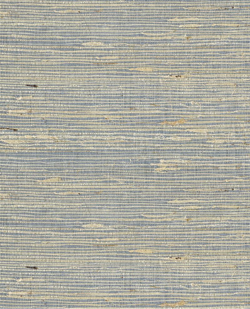 Knotted Jute grasscloth wallpaper by Eijffinger, flat swatch in chambray blue with cream knotted reed