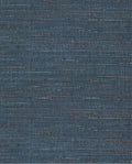 Raw Silk wallpaper by Eijffinger, flat swatch of woven grasscloth-style texture in deep indigo blue with fine natural flecks.