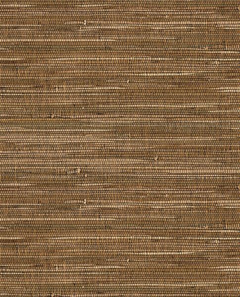 Knotted Jute grasscloth wallpaper by Eijffinger, close-up swatch in rich chestnut-brown knotted jute