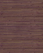 Wide Reed grasscloth wallpaper by Eijffinger, flat swatch in aubergine and gold banded wide reed