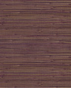 Wide Reed grasscloth wallpaper by Eijffinger, flat swatch in aubergine and gold banded wide reed