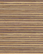 Wide Reed grasscloth wallpaper by Eijffinger, swatch in natural straw with plum-purple striped reed