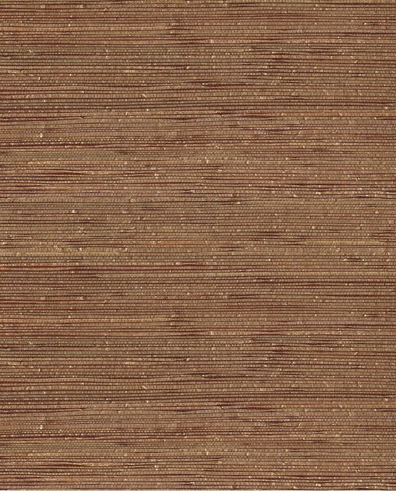 Wide Reed grasscloth wallpaper by Eijffinger, close-up swatch in rich chestnut-brown wide reed weave