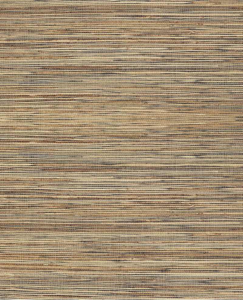 Knotted Jute grasscloth wallpaper by Eijffinger, flat swatch in caramel and walnut-brown woven jute