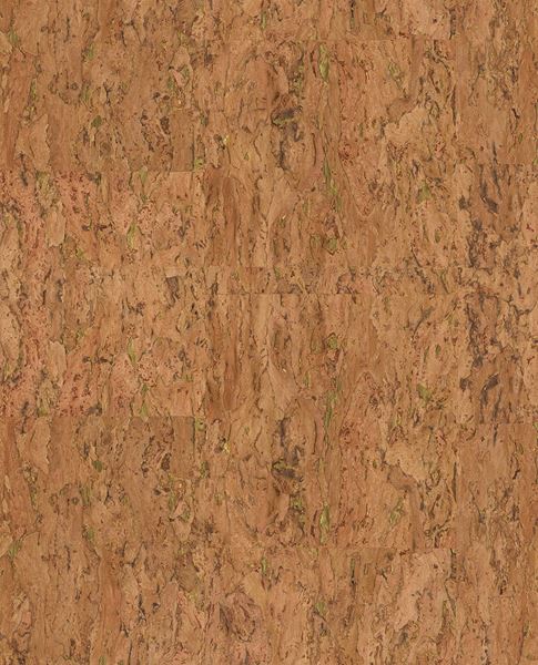 Natural Cork wallpaper by Eijffinger, flat swatch of real cork texture in warm honey tan with flecked bark grain.