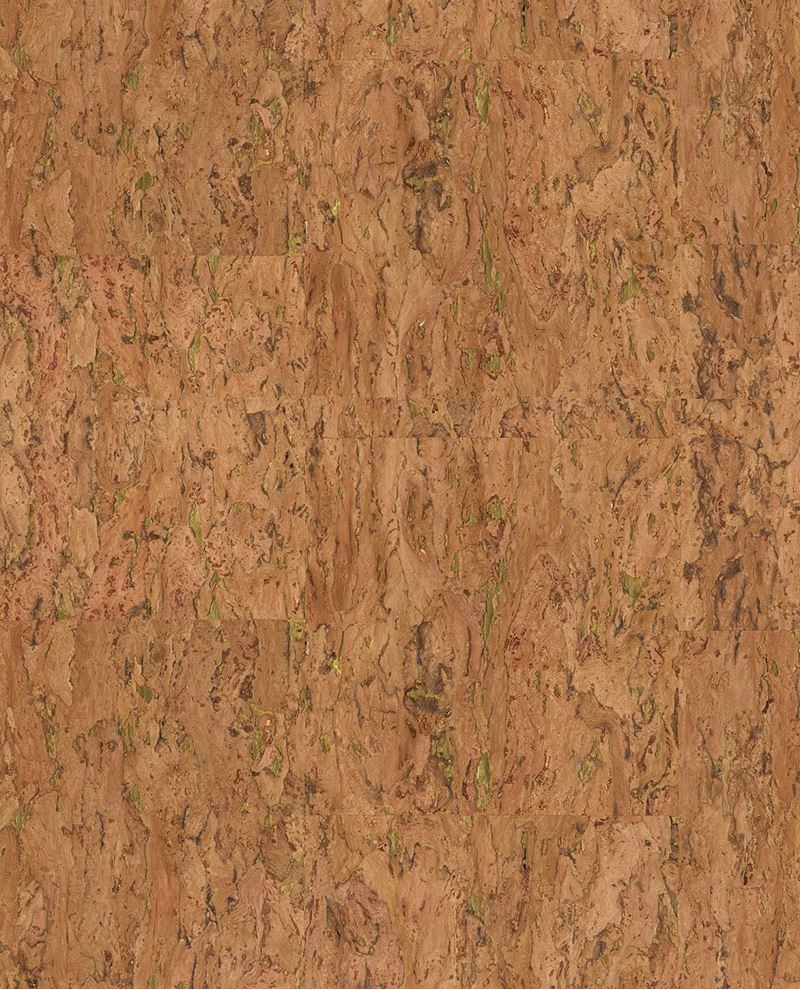 Natural Cork wallpaper by Eijffinger, flat swatch of real cork texture in warm honey tan with flecked bark grain.