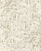 Natural Cork wallpaper by Eijffinger, flat swatch of cork texture in ivory white with gold and green bark flecks.