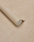 Woven Herringbone wallpaper by Eijffinger in soft peach beige, fine herringbone weave look, rolled product shot