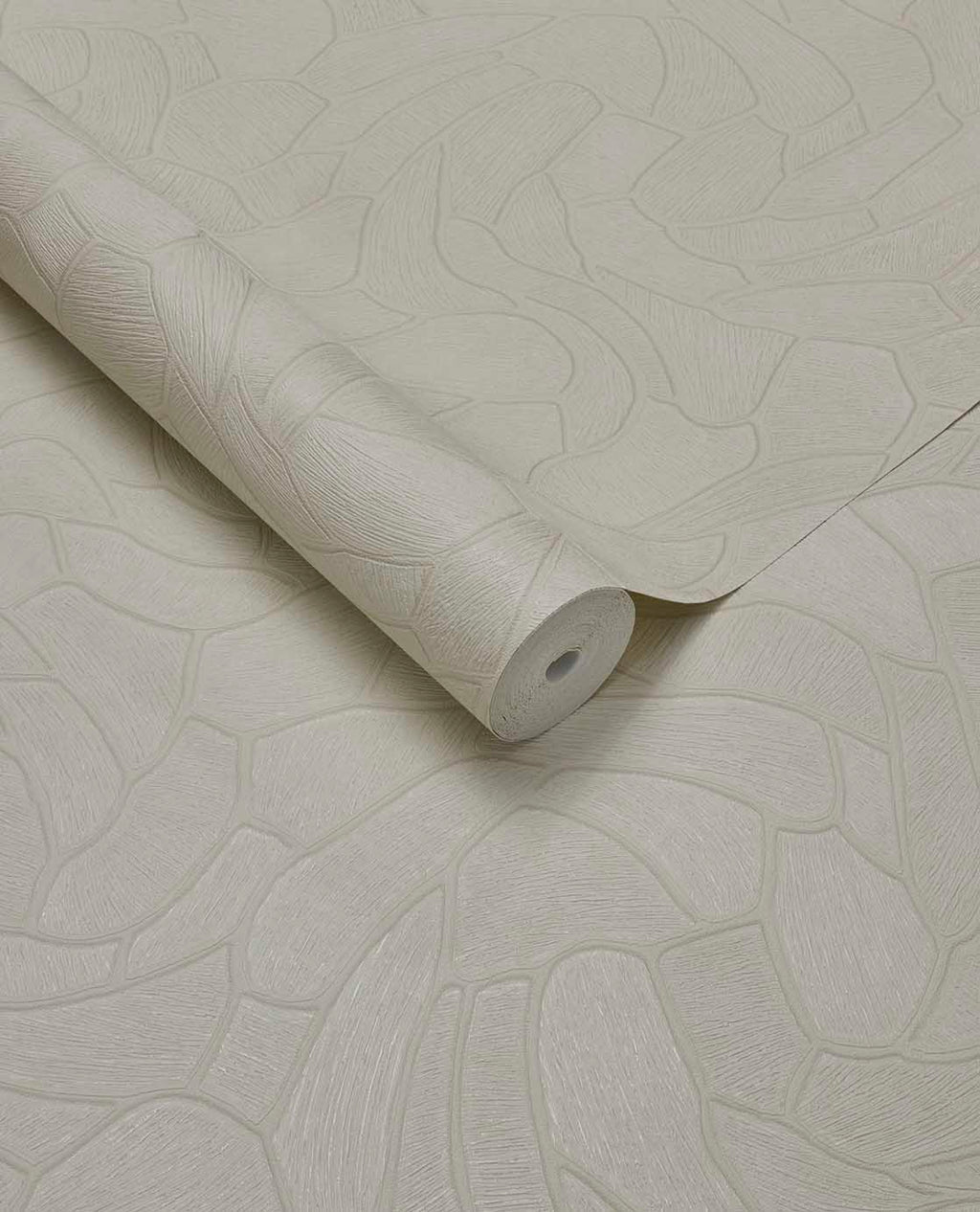 Pebble Relief wallpaper by Eijffinger in pale ivory cream, pebble outline pattern, rolled product shot