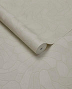 Pebble Relief wallpaper by Eijffinger in pale ivory cream, pebble outline pattern, rolled product shot