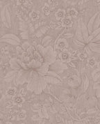 Lace Bloom wallpaper by Eijffinger, traced floral pattern on a dusty mauve-pink textured ground, flat swatch.