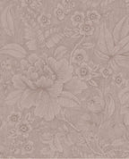 Lace Bloom wallpaper by Eijffinger, traced floral pattern on a dusty mauve-pink textured ground, flat swatch.
