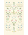 Bird & Blossom Grand Mural wall mural by Eijffinger, symmetrical chinoiserie of birds, palms and pastel flowers on a soft cream ground, full panel.