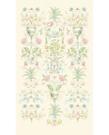 Bird & Blossom Grand Mural wall mural by Eijffinger, symmetrical chinoiserie of birds, palms and pastel flowers on a soft cream ground, full panel.