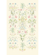 Bird & Blossom Grand Mural wall mural by Eijffinger, symmetrical chinoiserie of birds, palms and pastel flowers on a soft cream ground, full panel.