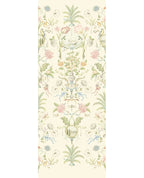 Bird & Blossom Mural wall mural by Eijffinger, vertical chinoiserie panel of birds, palms and pastel blooms on a cream ground.