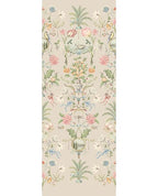 Bird & Blossom Mural by Eijffinger, same vertical chinoiserie of birds and florals shown on a soft taupe-grey ground.