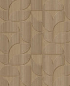 Petal Relief wallpaper by Eijffinger, flat swatch of the retro embossed petal geometric in warm camel taupe.