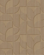 Petal Relief wallpaper by Eijffinger, flat swatch of the retro embossed petal geometric in warm camel taupe.