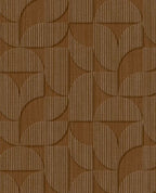 Petal Relief wallpaper by Eijffinger, flat swatch of the retro embossed petal geometric in rich rust cinnamon.