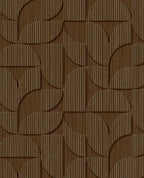 Petal Relief wallpaper by Eijffinger, flat swatch of the retro embossed petal geometric in deep chocolate brown.