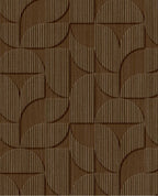 Petal Relief wallpaper by Eijffinger, flat swatch of the retro embossed petal geometric in deep chocolate brown.