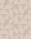 Arch Block wallpaper by Eijffinger, flat swatch of a 3D embossed arch and block geometric in soft cream beige.