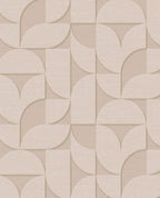 Arch Block wallpaper by Eijffinger, flat swatch of a 3D embossed arch and block geometric in soft cream beige.