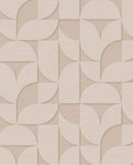 Arch Block wallpaper by Eijffinger, flat swatch of a 3D embossed arch and block geometric in soft cream beige.
