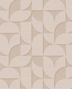 Arch Block wallpaper by Eijffinger, flat swatch of a 3D embossed arch and block geometric in soft cream beige.