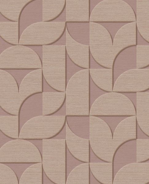 Arch Block wallpaper by Eijffinger, flat swatch of the 3D embossed arch geometric in dusty mauve pink.