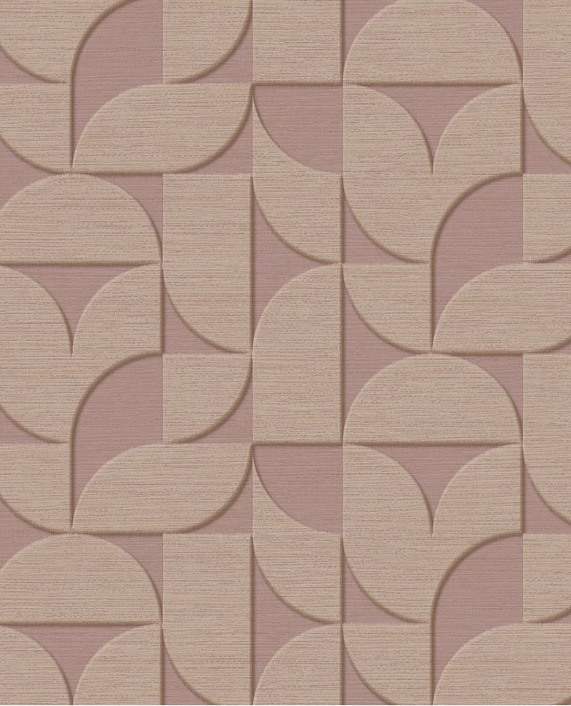 Arch Block wallpaper by Eijffinger, flat swatch of the 3D embossed arch geometric in dusty mauve pink.
