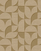 Arch Block wallpaper by Eijffinger, flat swatch of the 3D embossed arch geometric in olive ochre gold.