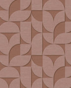 Arch Block wallpaper by Eijffinger, flat swatch of the 3D embossed arch geometric in terracotta clay rust.
